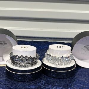 Faceted Crystal Stretch Bracelet Set - Silver & Clear